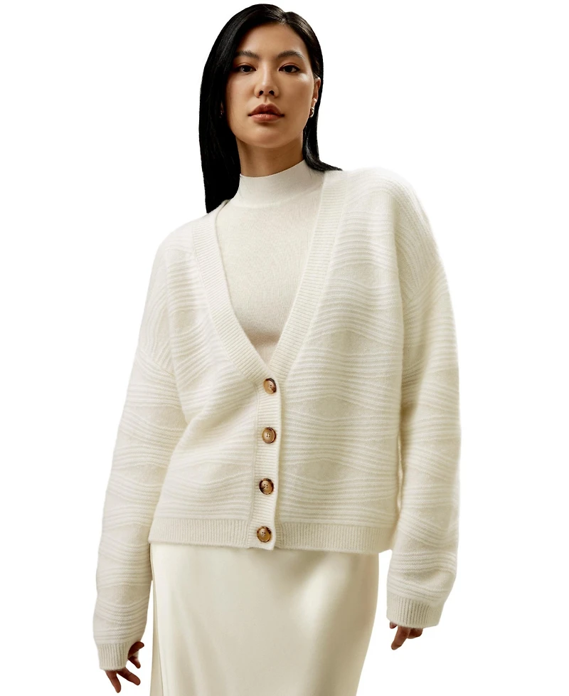 Lilysilk Women's Elegant V-Neck Cashmere Cardigan