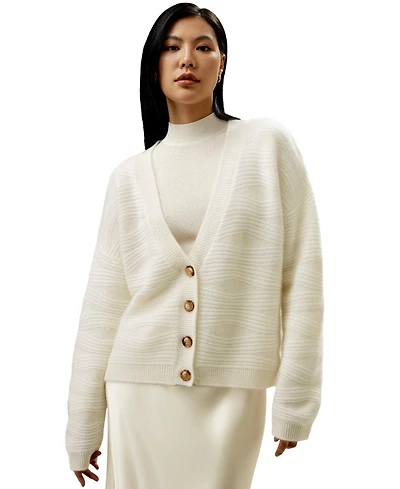 Lilysilk Women's Elegant V-Neck Cashmere Cardigan