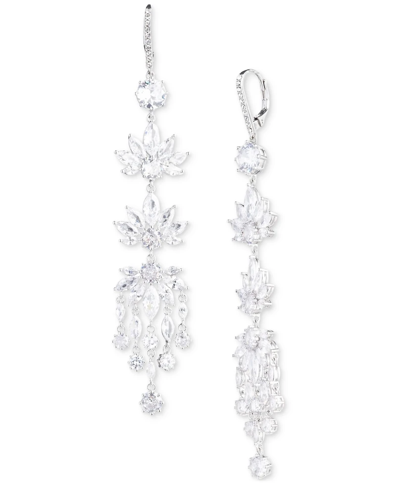 Emily in Paris Silver-Tone Cubic Zirconia Chandelier Earrings