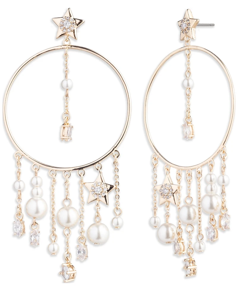 Emily in Paris Gold-Tone Crystal & Imitation Pearl Star Drop Earrings