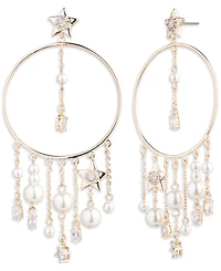 Emily in Paris Gold-Tone Crystal & Imitation Pearl Star Drop Earrings