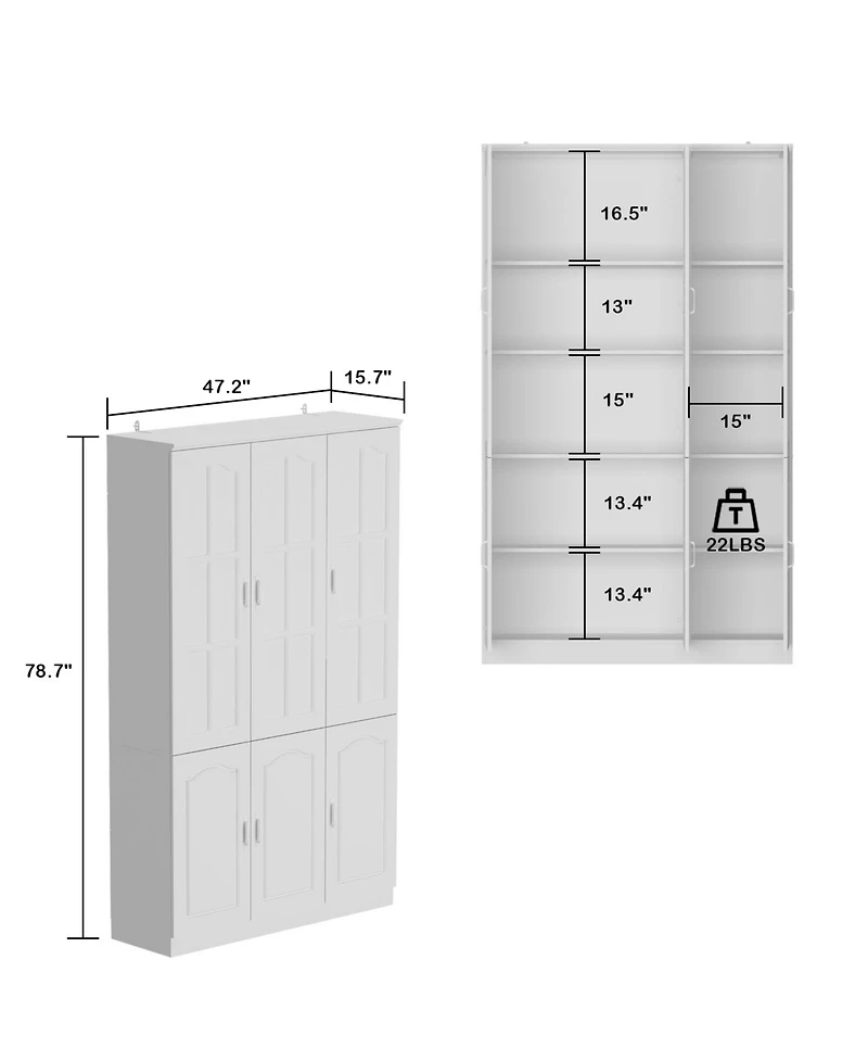 Famapy 10-Shelf Bookshelf Bookcase with Glass Doors, Adjustable Shelves