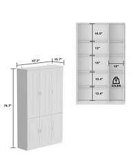 Famapy 10-Shelf Bookshelf Bookcase with Glass Doors, Adjustable Shelves