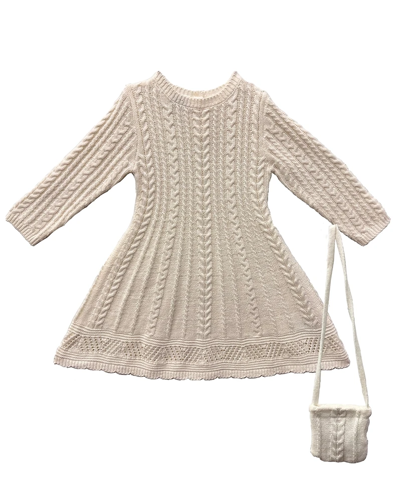 Blueberi Boulevard Infant and Toddler Fit-and-Flare Cabled Sweater Dress