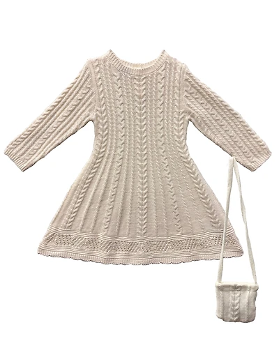 Blueberi Boulevard Infant and Toddler Fit-and-Flare Cabled Sweater Dress