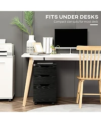 Homcom 3 Drawer File Cabinet Storage Organizer W/ Caster Wheels,