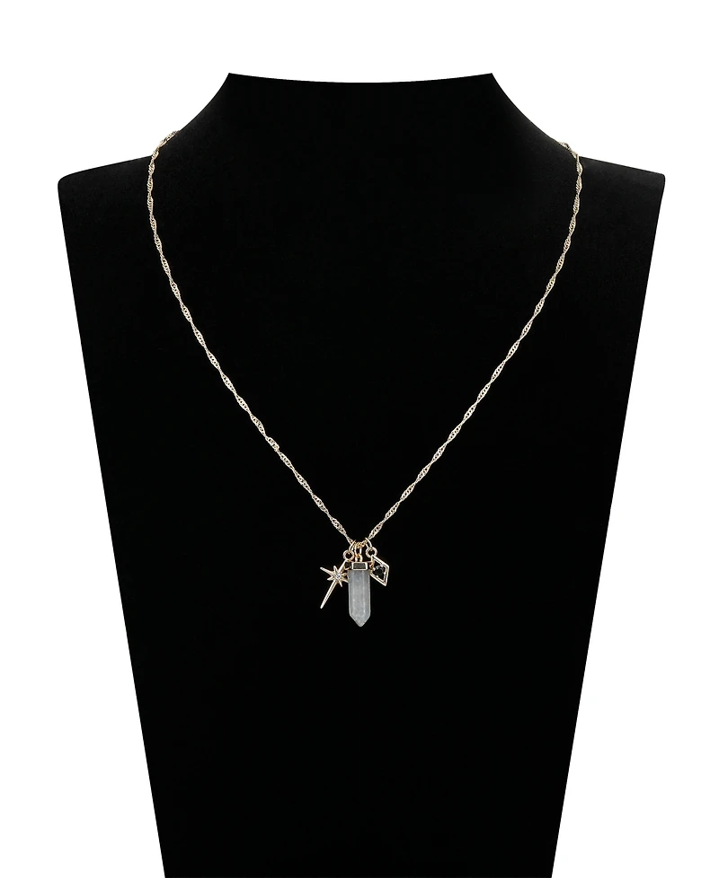 Unwritten Cubic Zirconia Star and Evil Eye Sodalite Crystal Charm Pendant Necklace
