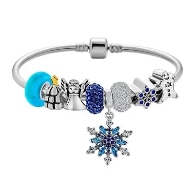 Bling Jewelry Secret Santa Locket Bead Naughty Nice Holiday Saying Reindeer Ginger Breadman Multi Charm Bracelet Red Leather For Women .925 Sterling Silver European Barrel Clasp