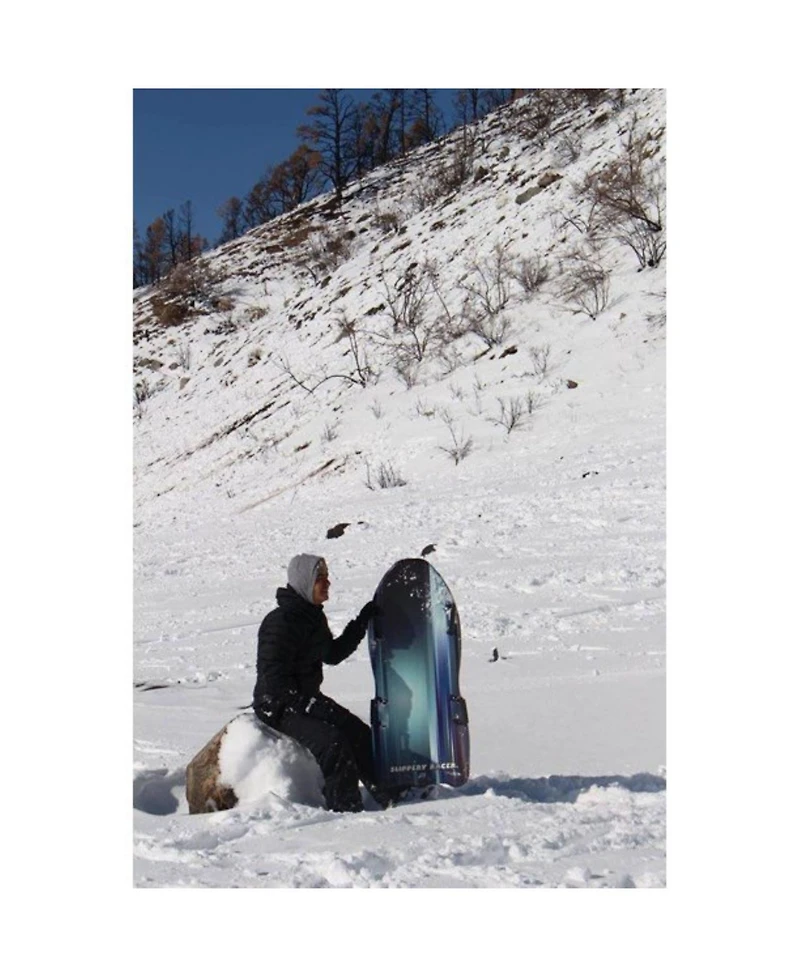 Slippery Racer Downhill Falcon Kids Foam Toboggan Snow Sled, Midnight (2 Pack