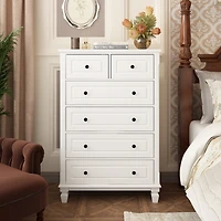 Modern White 6-Drawers Wood Chest of Drawer Dresser，bedroom nightstand, wooden end table