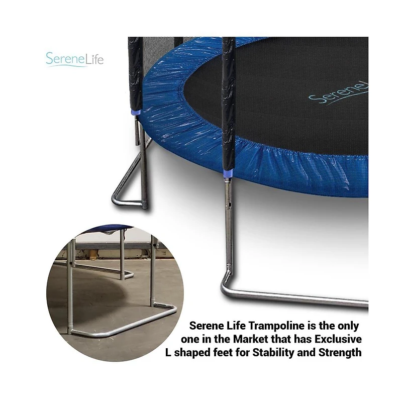 SereneLife Outdoor Trampoline with Safety Net - 8ft