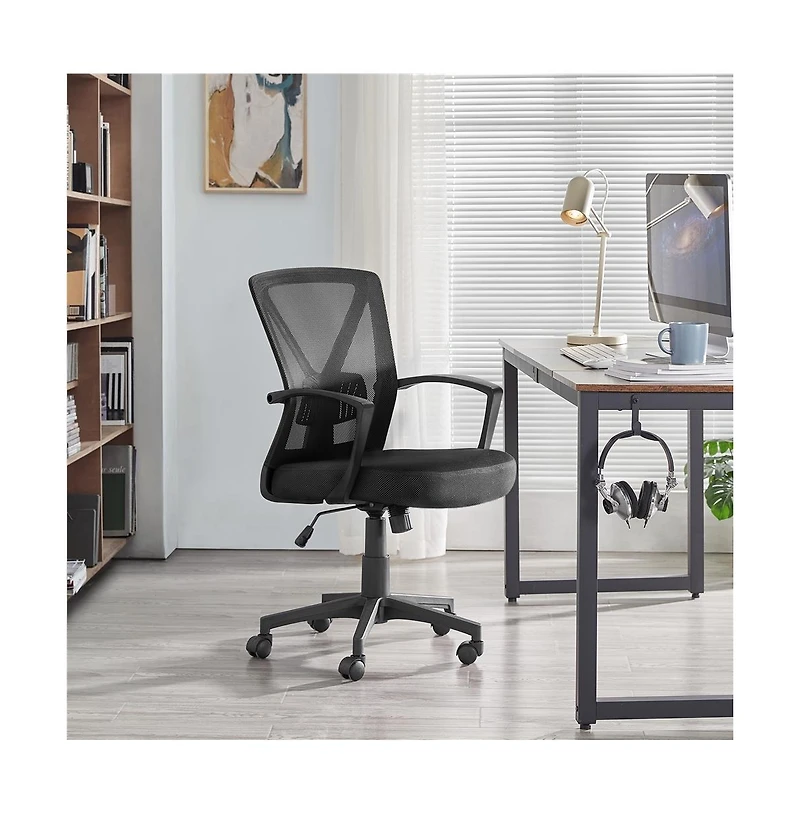 Yaheetech Mesh Office Chair Mid Back Desk Chair Adjustable Swivel Chair