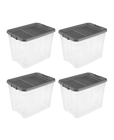 Sterilite 108 Qt. Clear Stacker Storage Container Tote w/ Latching Lid, (4 Pack)