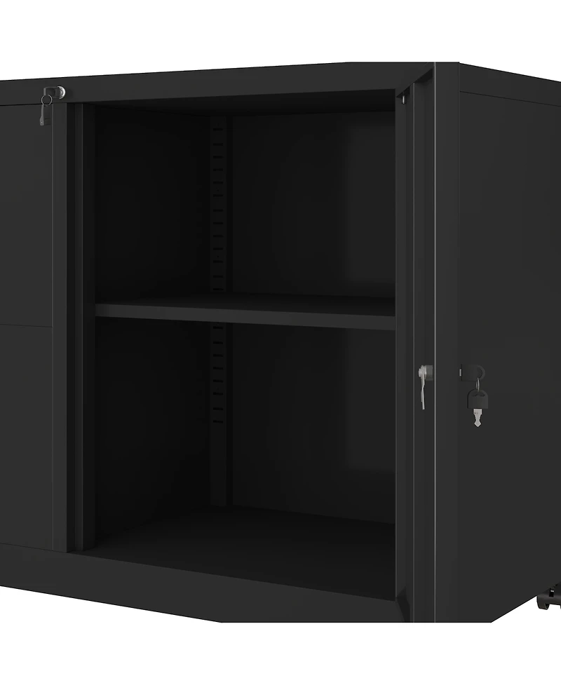 Slickblue Metal Office Cabinet with 2 Drawers and Adjustable Shelves for Versatile Storage Solutions
