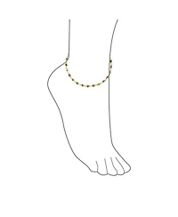 Bling Jewelry Protection Amulet Turkish Multi Color Charm Slender Evil Eyes Anklet Link Ankle Bracelet 14K Yellow Gold Plated .925 Sterling Silver 9 I