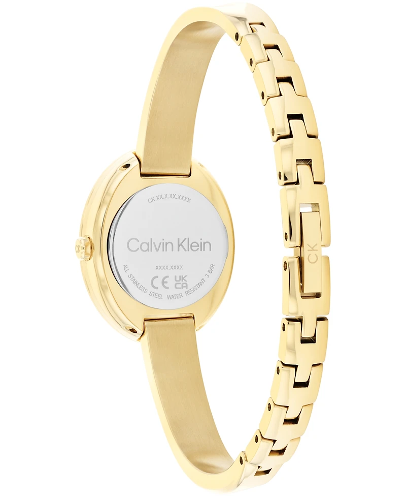 Calvin Klein Women Twisted Bezel Gold-tone Stainless Steel Bracelet Watch 24mm