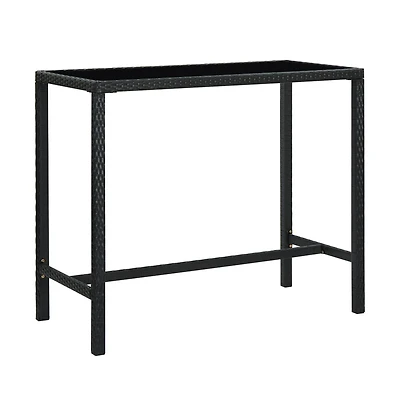 vidaXL Patio Bar Table Black 51.2"x23.6"x43.3" Poly Rattan and Glass