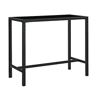 vidaXL Patio Bar Table Black 51.2"x23.6"x43.3" Poly Rattan and Glass