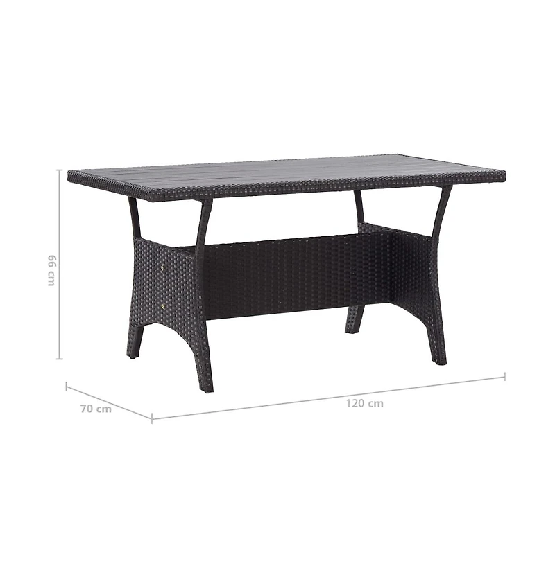 vidaXL Patio Table Black 47.2"x27.6"x26" Poly Rattan