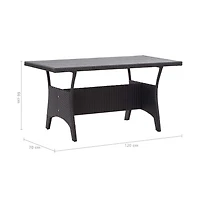 vidaXL Patio Table Black 47.2"x27.6"x26" Poly Rattan