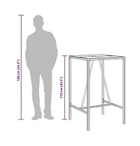 vidaXL Patio Bar Table Gray 27.6"x27.6"x43.3" Poly Rattan
