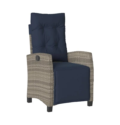 vidaXL Reclining Patio Chair with Footrest Gray Poly Rattan