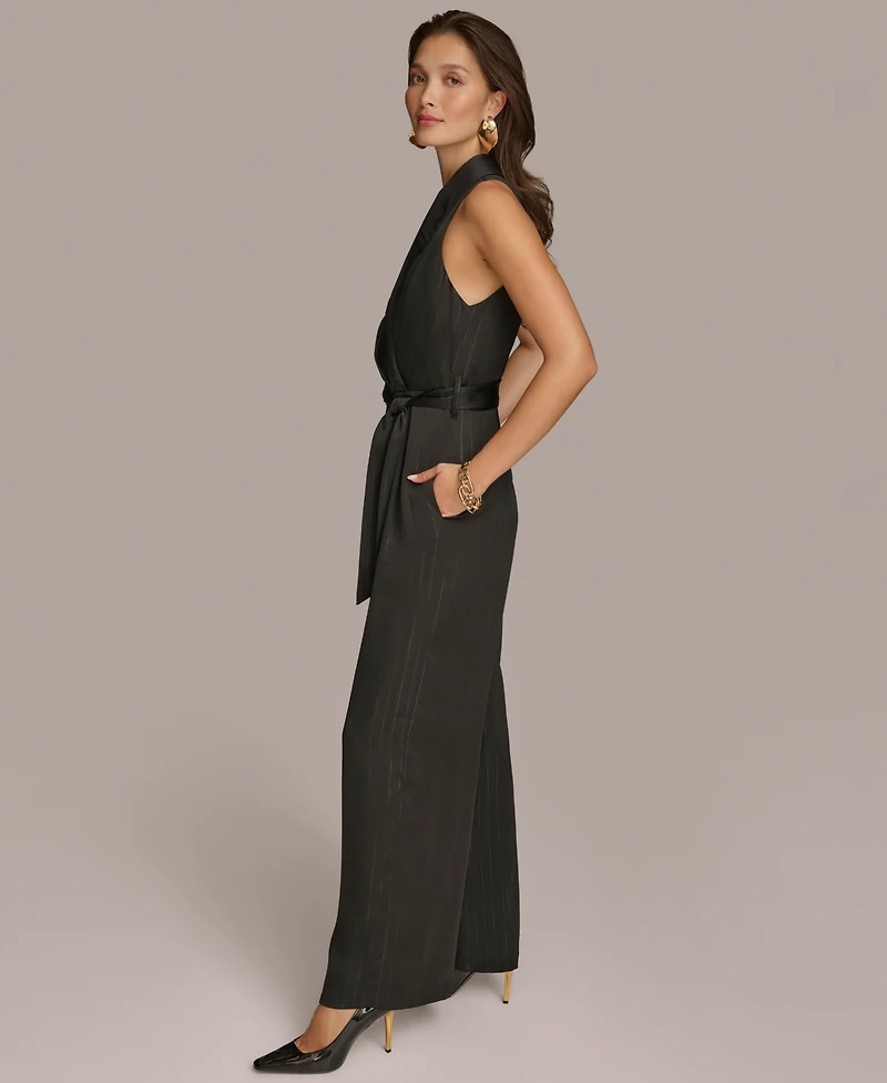 Donna Karan New York Women's Shawl-Collar Tie-Waist Jumpsuit
