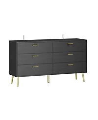 Homsee Black Wood Dresser Chest of Drawer With 6 Drawers