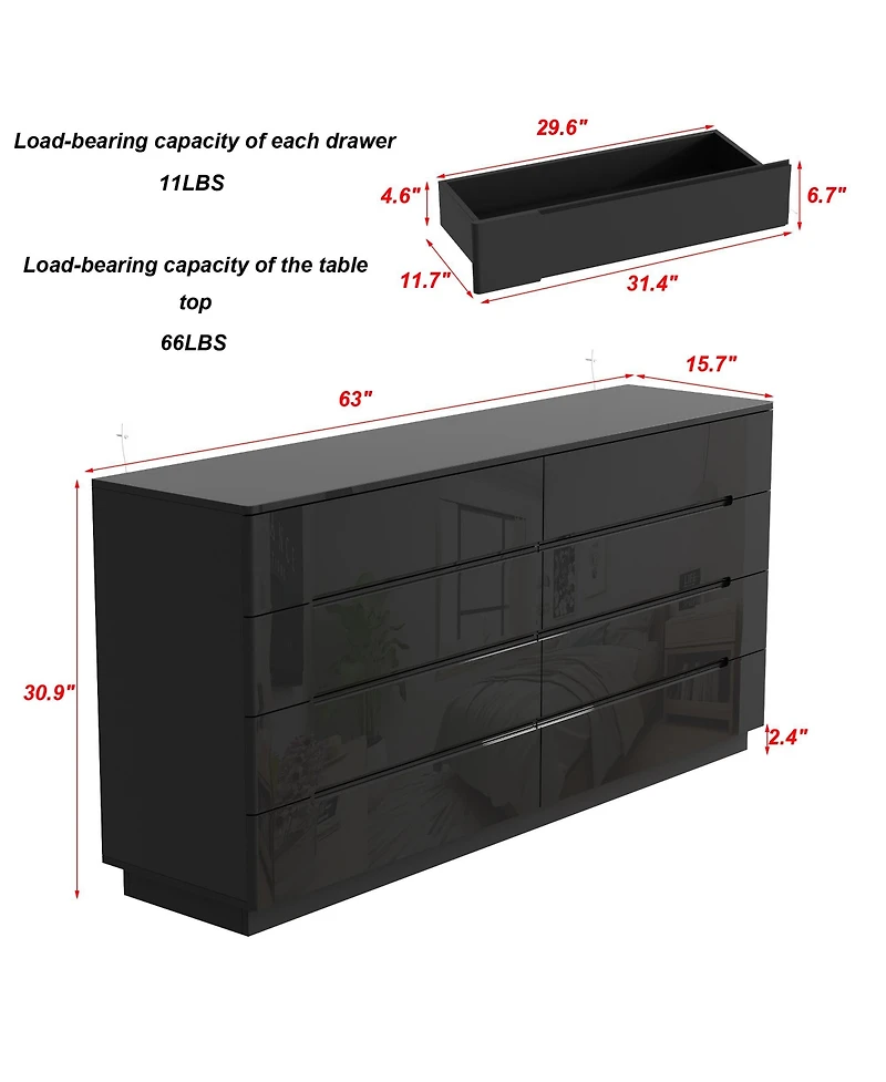 Homsee 8-Drawer Chest of Drawers Storage Organizer With Led Lights
