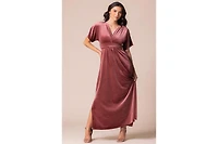 Kiyonna Women's Verona V-Neck Velvet Evening Gown with Pockets