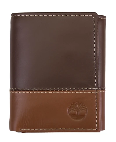 Timberland Men's Two-Tone Trifold Leather Wallet
