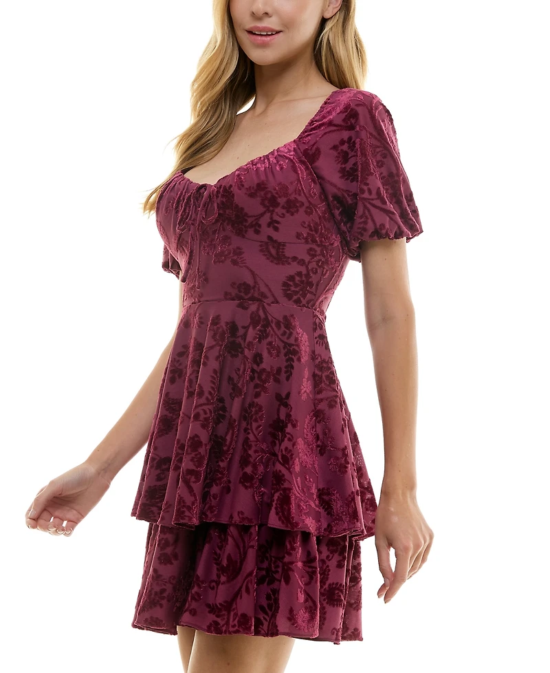 City Studios Juniors' Burnout Velvet Fit & Flare Dress