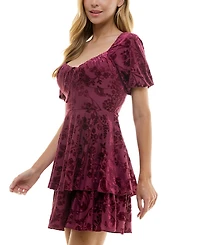 City Studios Juniors' Burnout Velvet Fit & Flare Dress