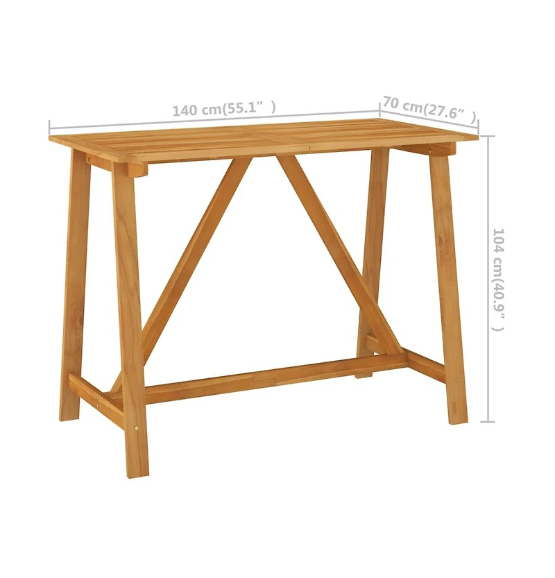 vidaXL Patio Bar Table 55.1"x27.6"x40.9" Solid Acacia Wood