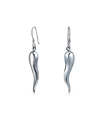 Bling Jewelry Lucky Italian Culture Horn Cornicello Style .925 Sterling Silver Dangle Earrings Finish