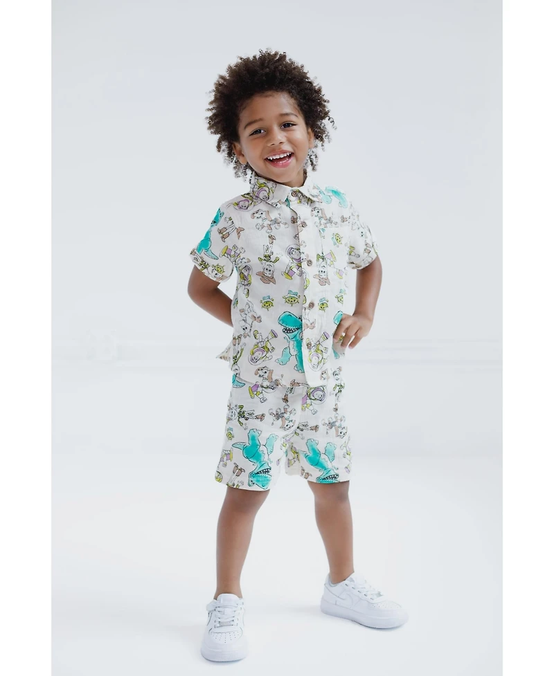 Toy Story Toddler Boys Disney Cotton Gauze Matching Family Button Down Shirt Shorts Outfit Set