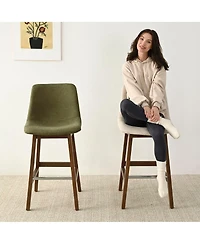 Set of 2 Upholstered Bar Stools with Solid Wood Legs, Modern Counter Height Chairs for Kitchen Island, Bar, or Dining Room-Maison Boucle