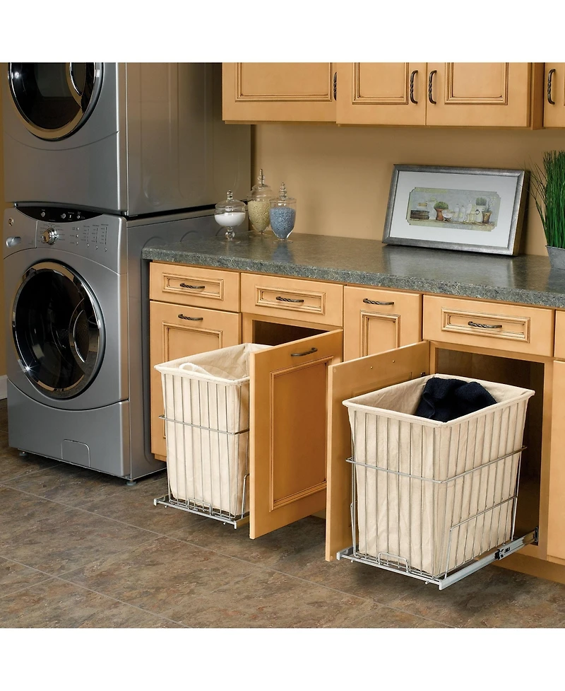 Rev-a-Shelf 20'' Pullout Wire Basket Clothes Hamper, Chrome, Hrv-1520 S Cr