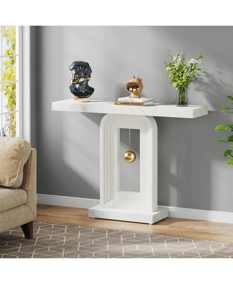 Tribesigns Modern Console Table, 40 Inches Narrow Sofa Entryway Table with Pendulum Shape Base, Contemporary Wood Accent Table for Living Room Hallway