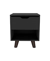 Cliff Modern Nightstand 19"H with Spacious Drawer, Open Storage Shelf and Chic Wooden Legs