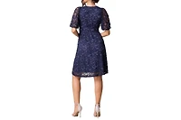 Kiyonna Women's Starry Sequin Lace V-Neck Cocktail Dress with Pockets