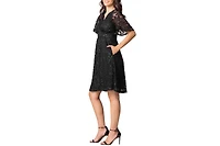 Kiyonna Women's Starry Sequin Lace V-Neck Cocktail Dress with Pockets