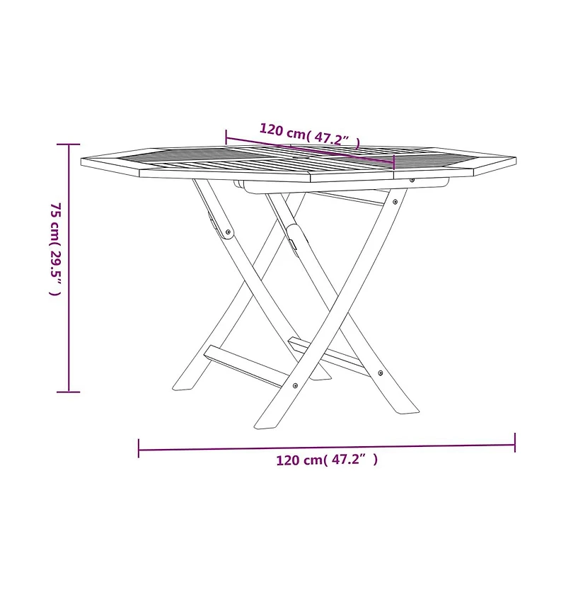 vidaXL Folding Patio Table 43.3"x43.3"x29.5" Solid Wood Teak