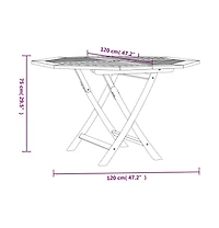 vidaXL Folding Patio Table 43.3"x43.3"x29.5" Solid Wood Teak
