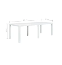 vidaXL Patio Table White 86.6"x35.4"x28.3" Plastic Rattan Look