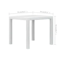 vidaXL Patio Table White 31.1"x31.1"x28.3" Plastic Rattan Look