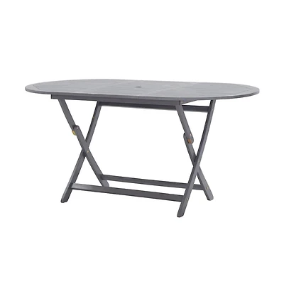 vidaXL Folding Patio Table 63"x33.5"x29.5" Solid Acacia Wood