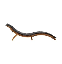 vidaXL Sun Lounger with Cushion Solid Acacia Wood Dark Gray