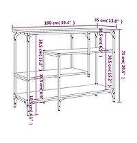 vidaXL Console Table with Shelves Black 39.4"x13.8"x29.5"