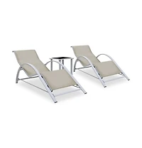 vidaXL Sun Loungers 2 pcs with Table Aluminum Cream